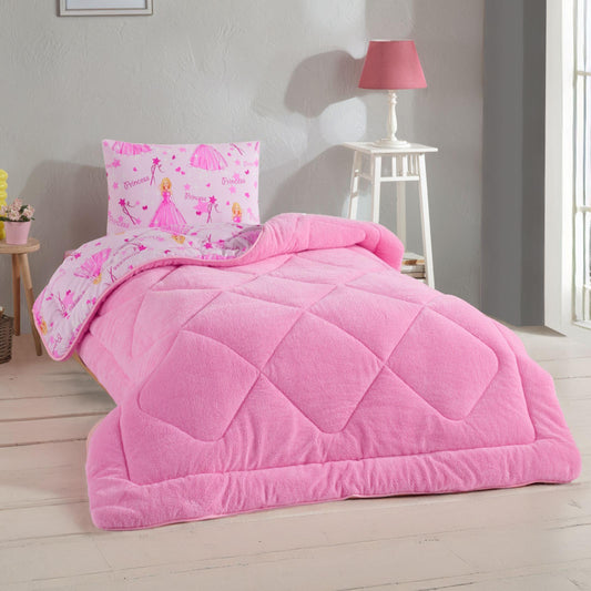 Prinzessin Kinder-Schlafset Detailansicht doppelseitiges Rosa Prinzessinnenmuster