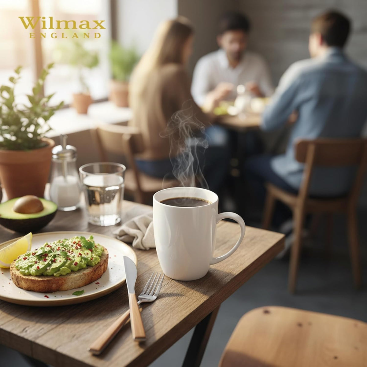 Wilmax Tasse 460 ml 4er-Set Weiß Porzellan – Anwendungs- oder Detailansicht; Lieferumfang: 4 Stück