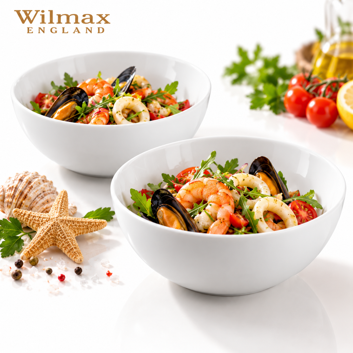 Wilmax Schale 20 cm 1700 ml 2er-Set Weiß Porzellan – Produktansicht; Lieferumfang: 2 Stück