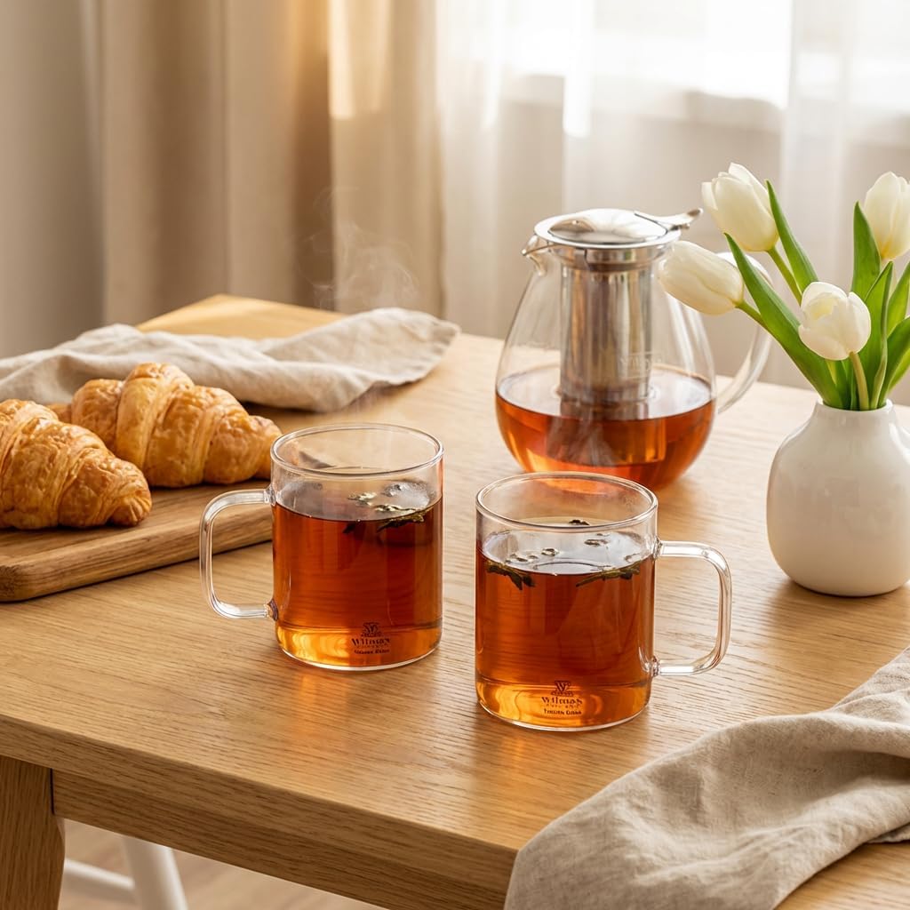 Wilmax Kaffeetasse 400 ml 6er-Set Transparent Borosilikatglas – Anwendungs- oder Detailansicht; Lieferumfang: 6 Stück