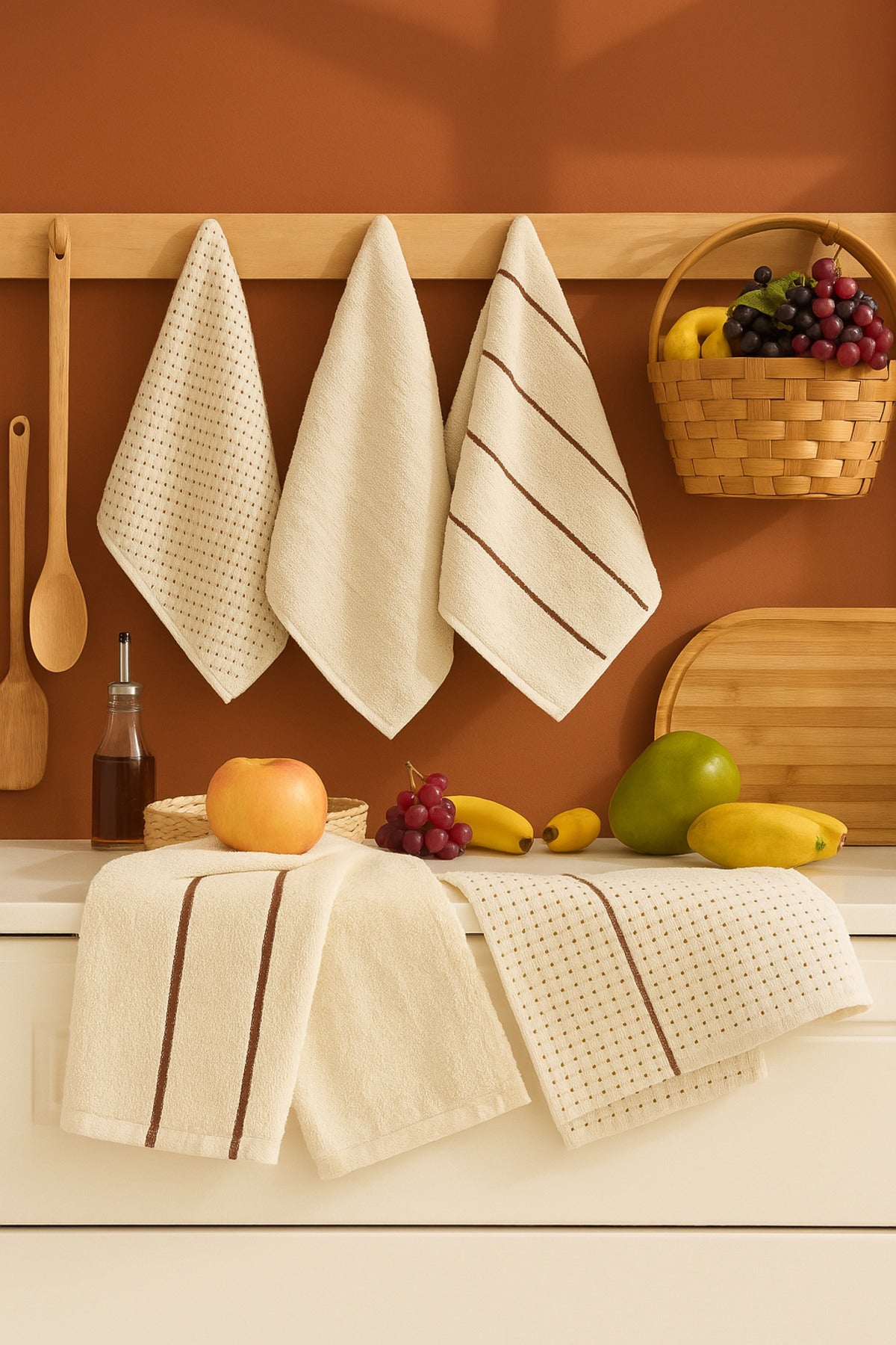 HELDENA Küchenhandtücher 30 × 50 cm – 6er Set Beige