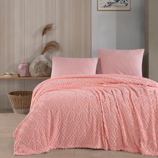 HELDENA Wellsoft-Tagesdecke Puderrosa 230×240 cm – Doppelbett