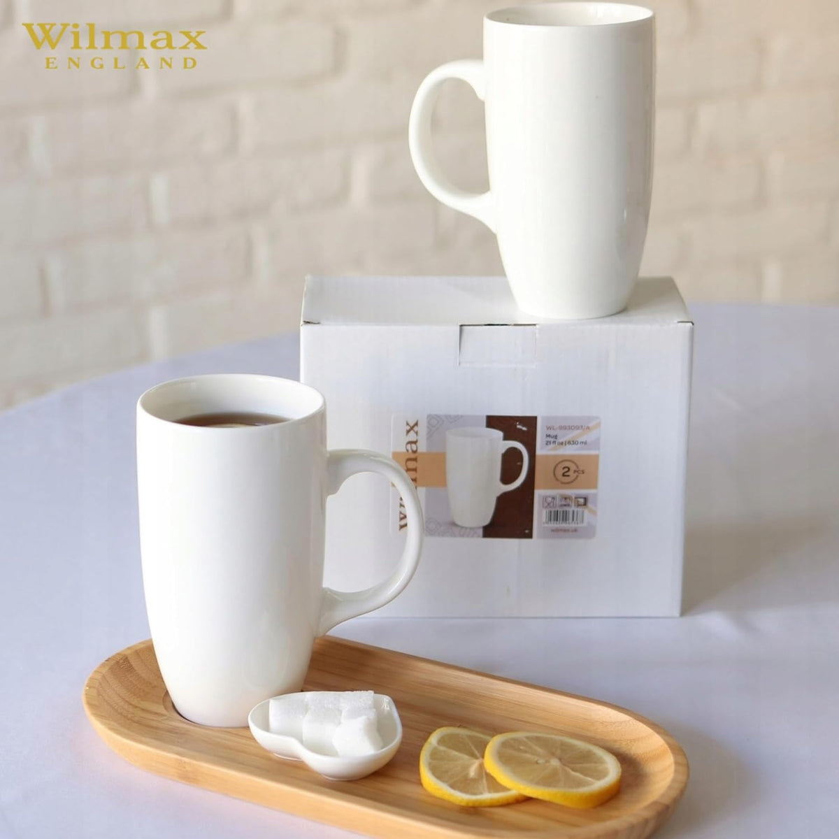 Wilmax Becher 630 ml 2er-Set Weiß Porzellan – Anwendungs- oder Detailansicht; Lieferumfang: 2 Stück