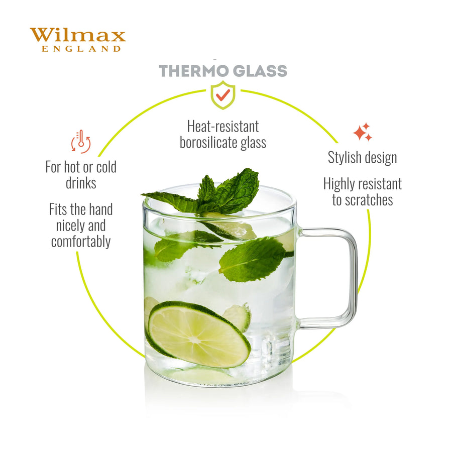 Wilmax Glasbecher 320 ml 6er-Set Transparent Borosilikatglas – Anwendungs- oder Detailansicht; Lieferumfang: 6 Stück