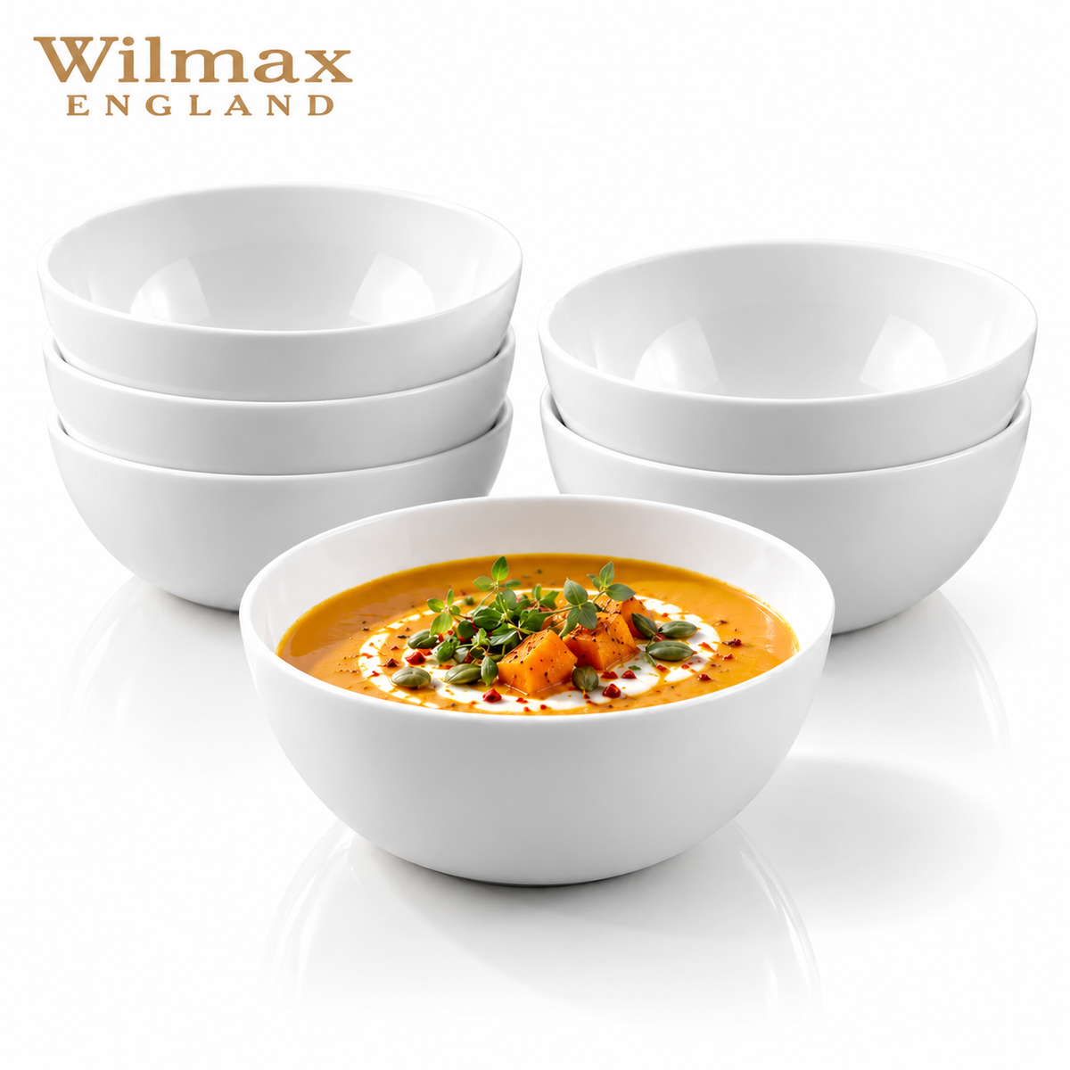 Wilmax Schale 11 cm 300 ml 6er-Set Weiß Porzellan – Produktansicht; Lieferumfang: 6 Stück