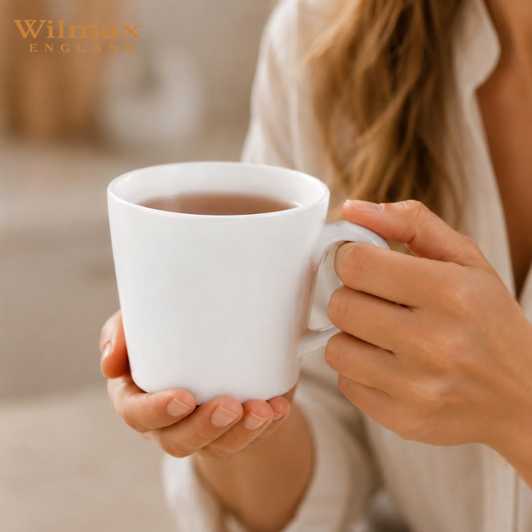 Wilmax Tasse 280 ml 4er-Set Weiß Porzellan – Anwendungs- oder Detailansicht; Lieferumfang: 4 Stück