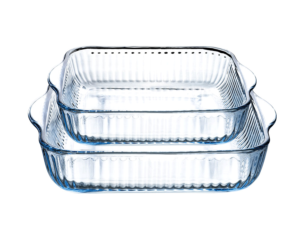 HELDENA quadratische Glas-Auflaufformen, 2er Set, 1660 und 2900 ml