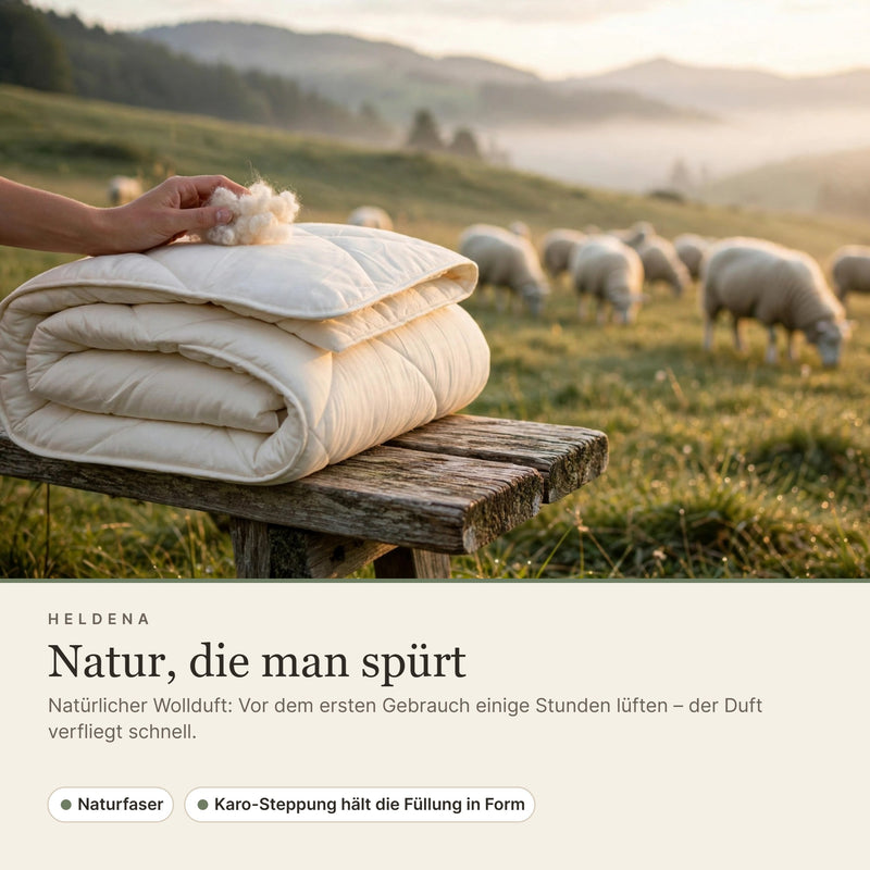 Natürliche Lammwolle – vor dem ersten Gebrauch kurz lüften