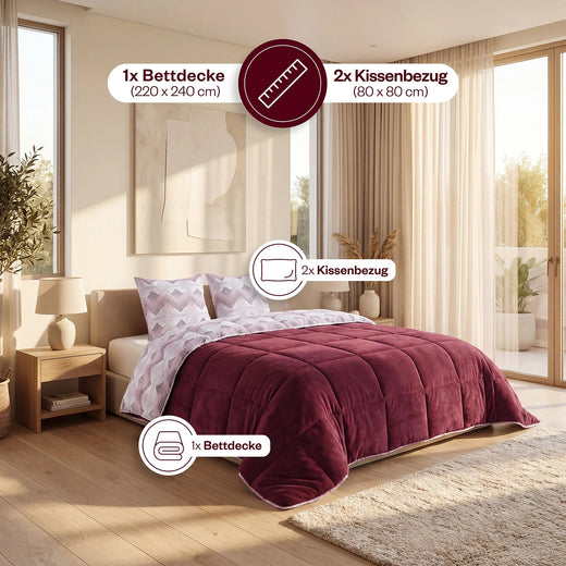 HELDENA Wellsoft Bettdecke Bordeaux in 220 × 240 cm