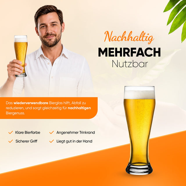 HELDENA Weizenbiergläser 520 ml – 6er Set aus Glas
