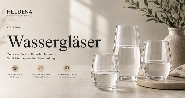 HELDENA Wassergläser Banner für klare Tischkultur und Alltag