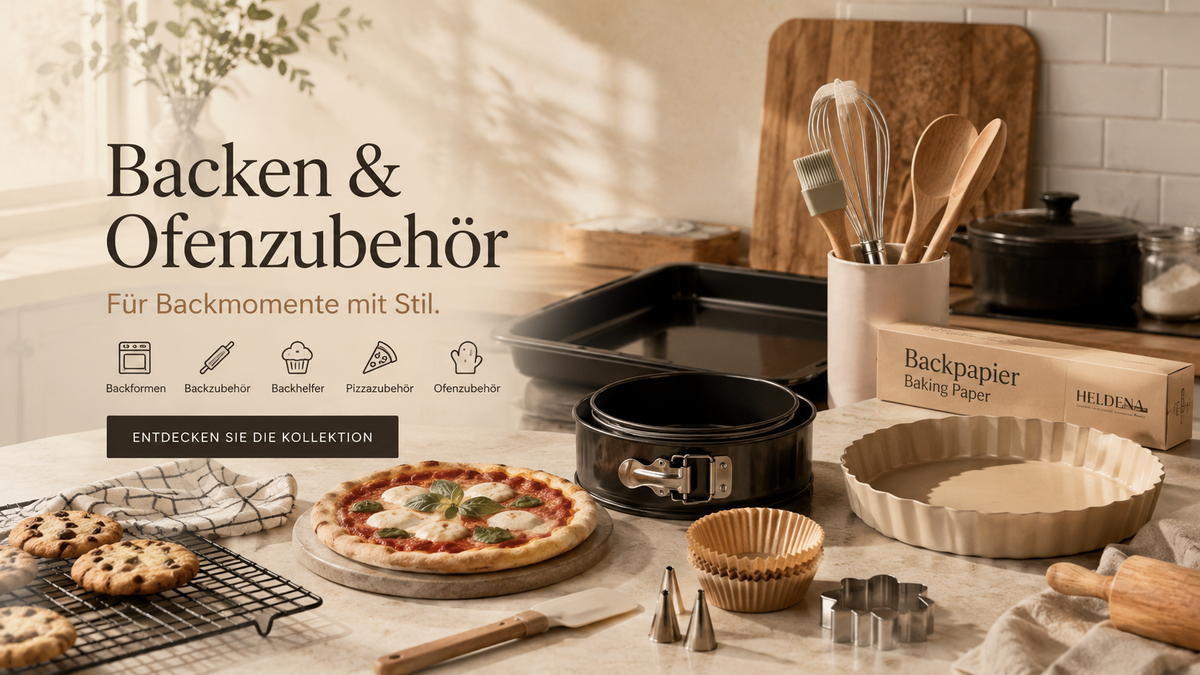 HELDENA Backen und Ofenzubehoer Banner mit Backformen und Ofenzubehör