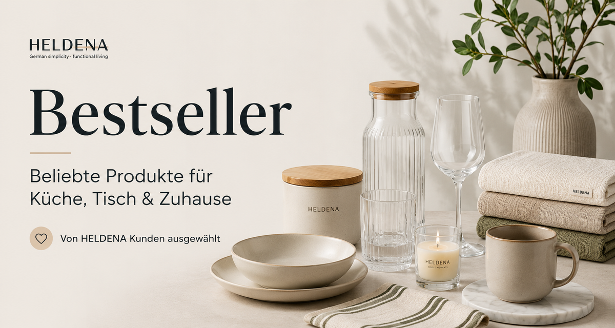 HELDENA Bestseller Banner für Küche, Tischkultur und modernes Wohnen