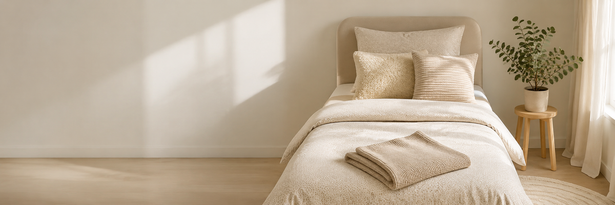 HELDENA Kinder Kollektion: minimalistisches Kinderzimmer in warmen Sand-, Beige- und Naturtönen