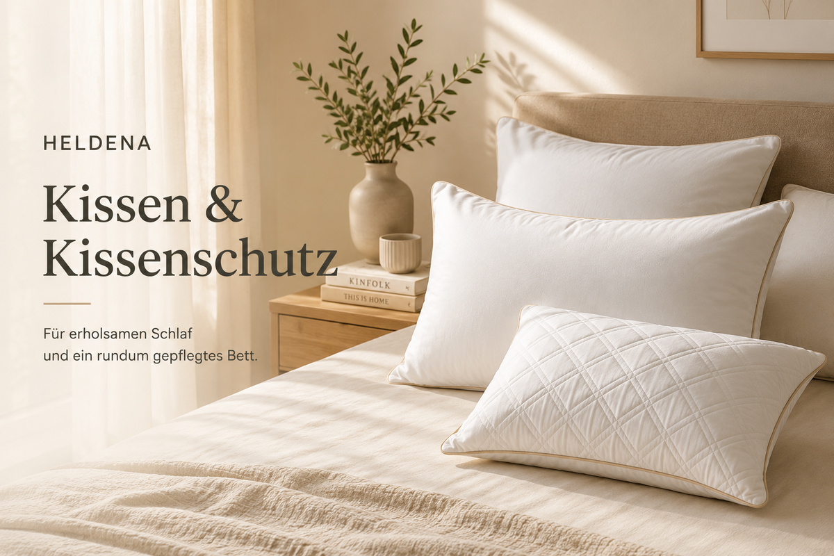 HELDENA Kissen und Kissenschutz Banner mit modernem Schlafzimmer