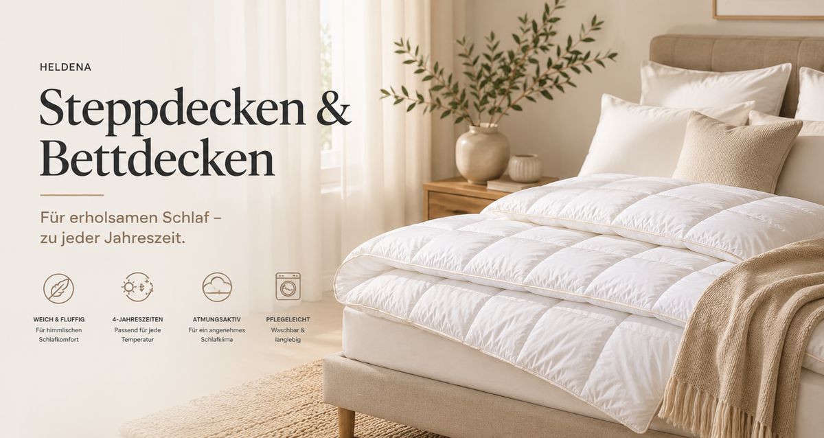 HELDENA Steppdecken und Bettdecken Banner mit modernem Schlafzimmer