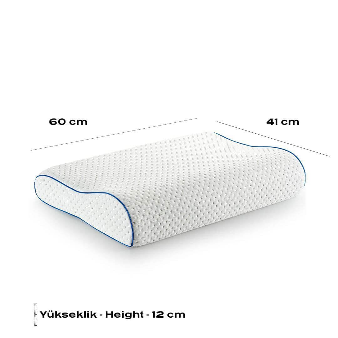 HELDENA Visco Nackenstützkissen 60 x 40 cm ergonomisch geformt in Hellgrau auf dem Bett