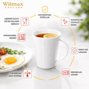 Wilmax Tasse 380 ml 6er-Set Weiß Porzellan – Anwendungs- oder Detailansicht; Lieferumfang: 6 Stück