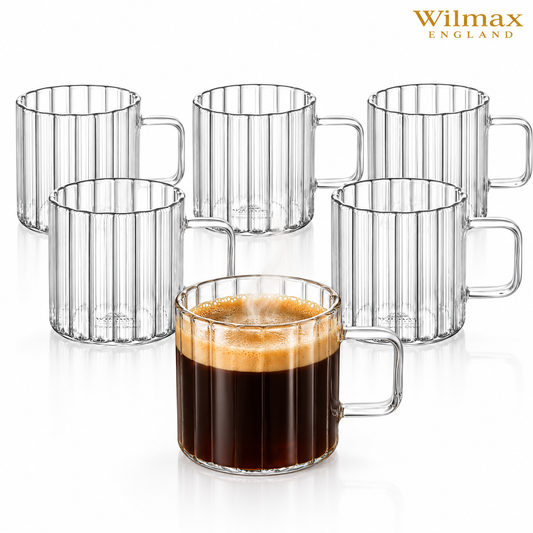 Wilmax Glasbecher mit Henkel 150 ml 6er-Set Glas
