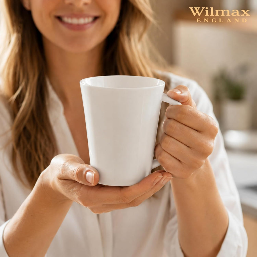 Wilmax Tasse 380 ml 6er-Set Weiß Porzellan – Anwendungs- oder Detailansicht; Lieferumfang: 6 Stück