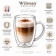 Wilmax Doppelwandiger Glasbecher 300 ml 6er-Set Transparent – Anwendungs- oder Detailansicht; Lieferumfang: 6 Stück