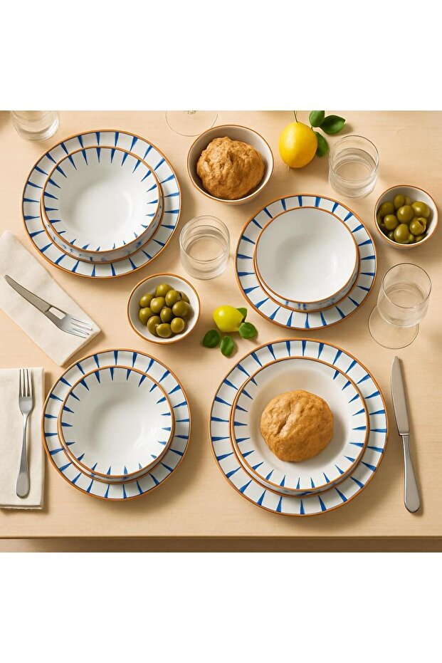 GÜRAL Sare Atina Tafelservice, 24-tlg., 6 Personen, Porzellan, Buntes Design