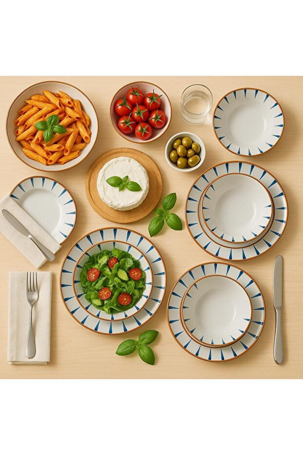 GÜRAL Sare Atina Tafelservice, 24-tlg., 6 Personen, Porzellan, Buntes Design