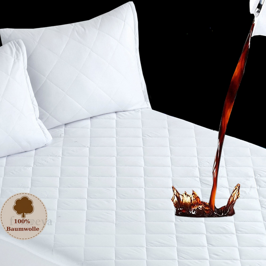 Gesteppter Wasserdichter Matratzenschoner 100% Baumwolle – Fitted Spannbettform – Atmungsaktiv & Geräuschlos – Weiß