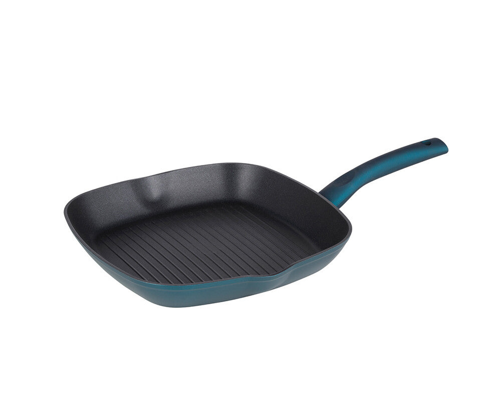 Michelino Nora Grillpfanne 28x28 cm Antihaft Petrol für Fleisch Gemüse und Fisch