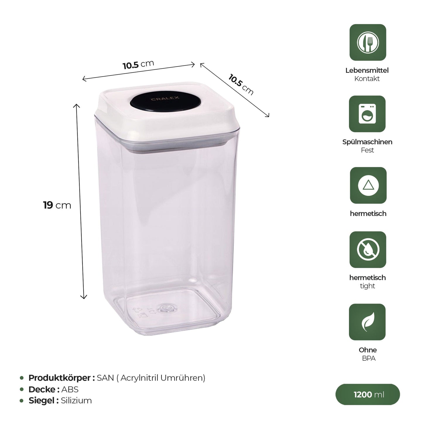CRALEX Nesta Lebensmittelbehälter 3er Set – 900 ml / 1,2 L / 1,7 L | HELDENA