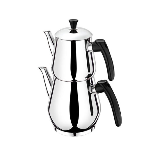 Modernes Çaydanlık Set Silber-Schwarz von Hoffmanns für Alltag und Gäste