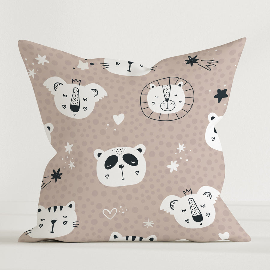HELDENA Kinder-Dekokissen Zootiere 40 × 40 cm aus Canvas-Baumwolle