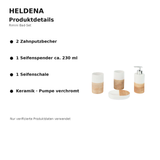 HELDENA Rimini Bad-Set – Detailgrafik mit Produktmerkmalen aus Keramik