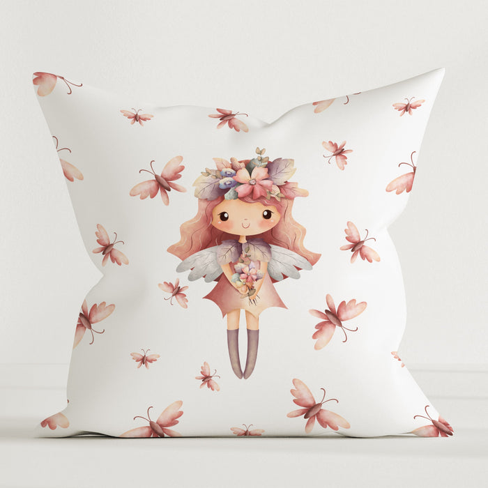 HELDENA Kinder Dekokissen „Fee" mit Feen-Motiv, 40 × 40 cm aus Baumwolle