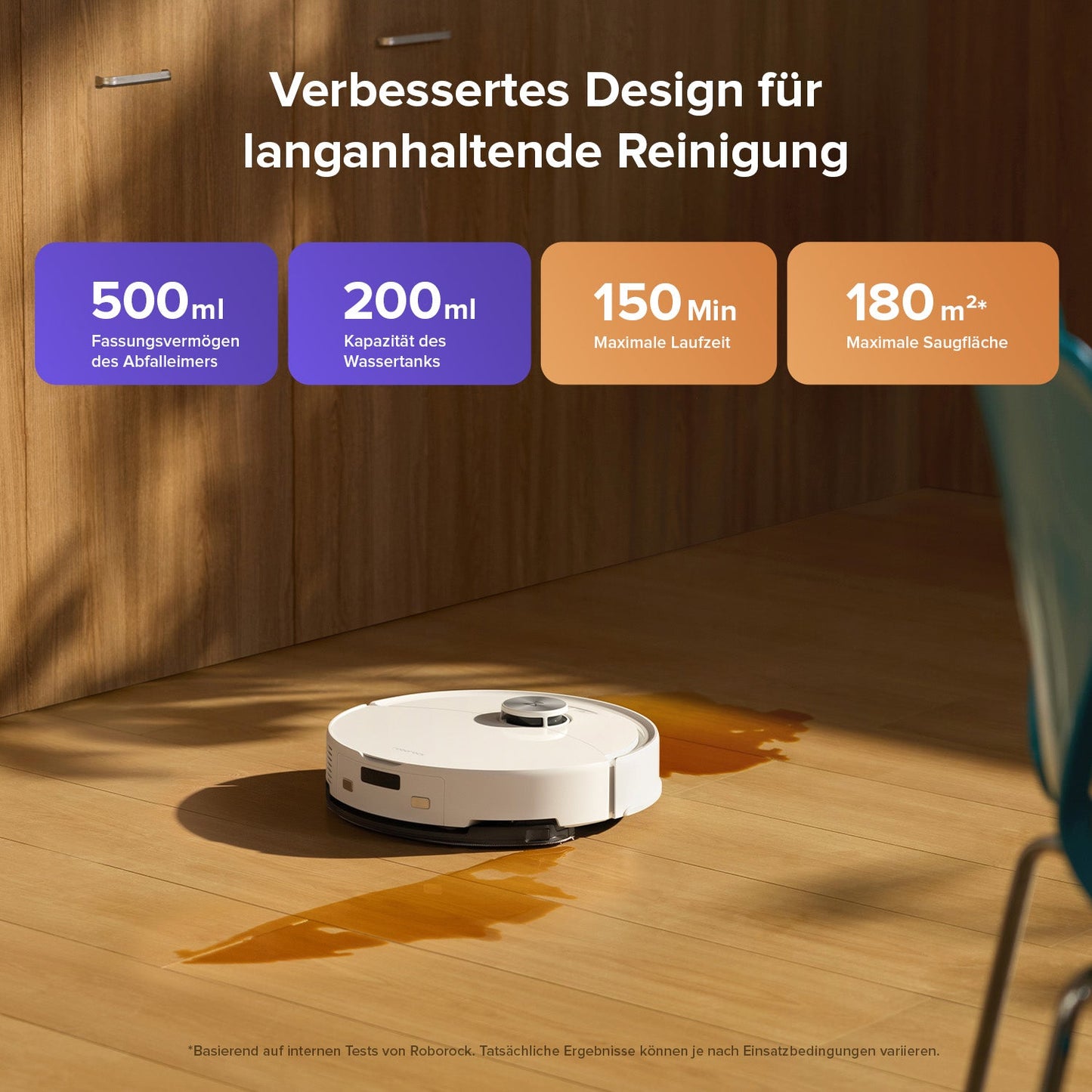 Roborock Q10 S5 weißer Saugroboter lädt automatisch an der Basisstation