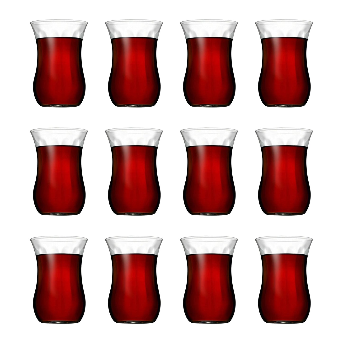 Pasabahce Üsküdar Teegläser 120 ml 6er Set Rillenmuster mit Tee für Alltag und Gäste