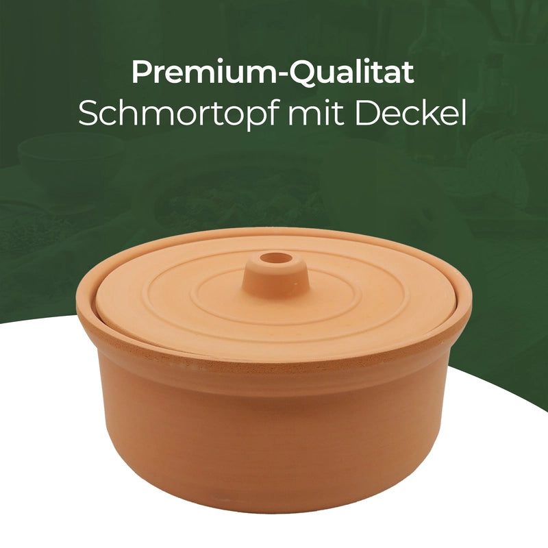 Großer Tontopf mit Deckel für Güvec Fleischgerichte Gemüse und Schmorgerichte