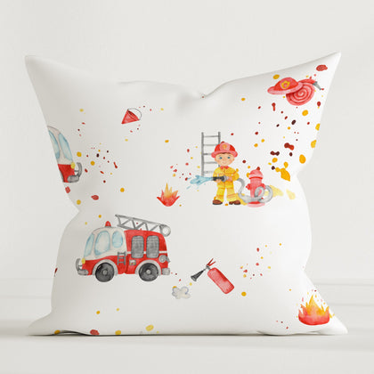 HELDENA Kinder-Dekokissen Feuerwehr 40 × 40 cm aus Canvas-Baumwolle