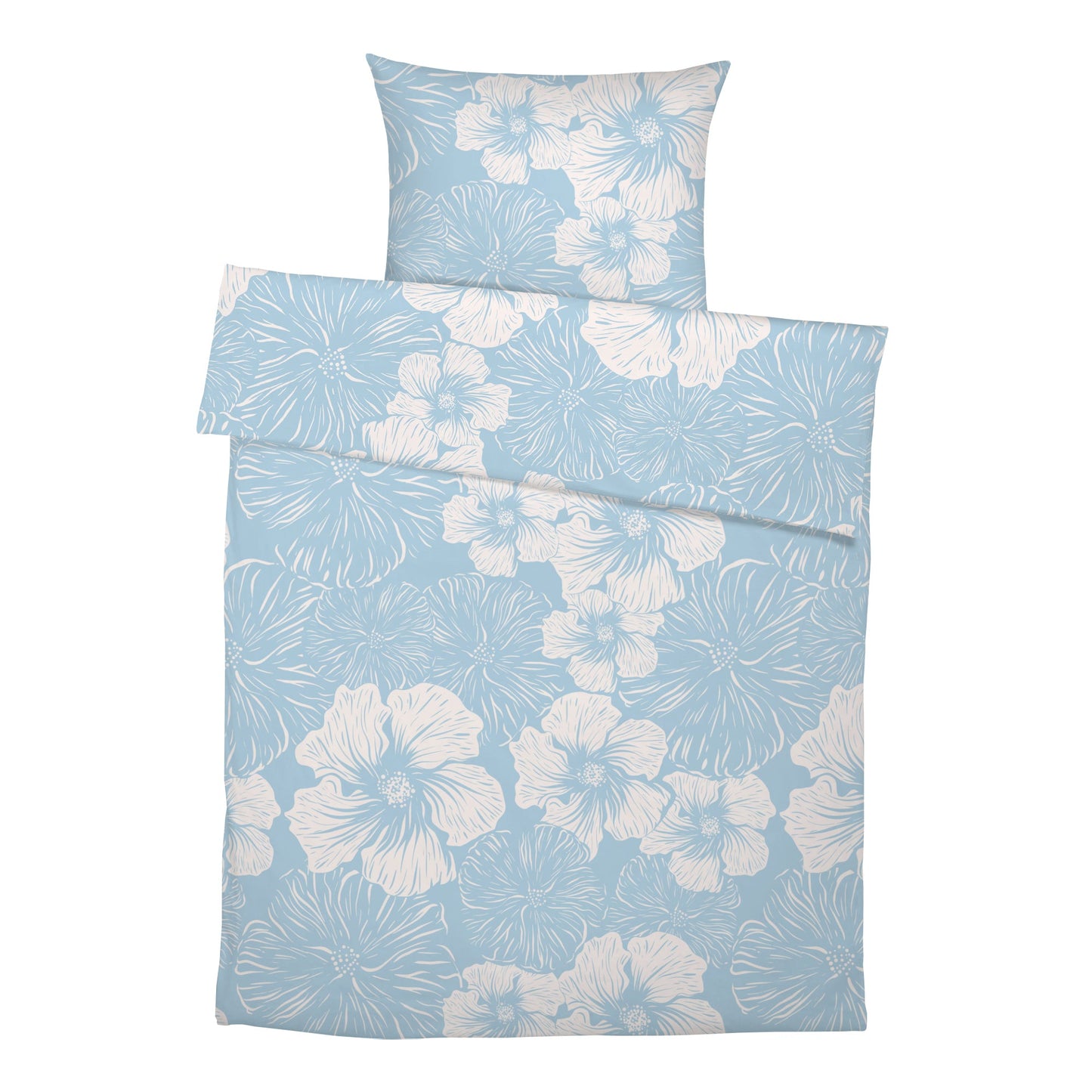 LESLIS Bettwäsche „Blaue Blumen“ – florales Design, Baumwolle & Musselin