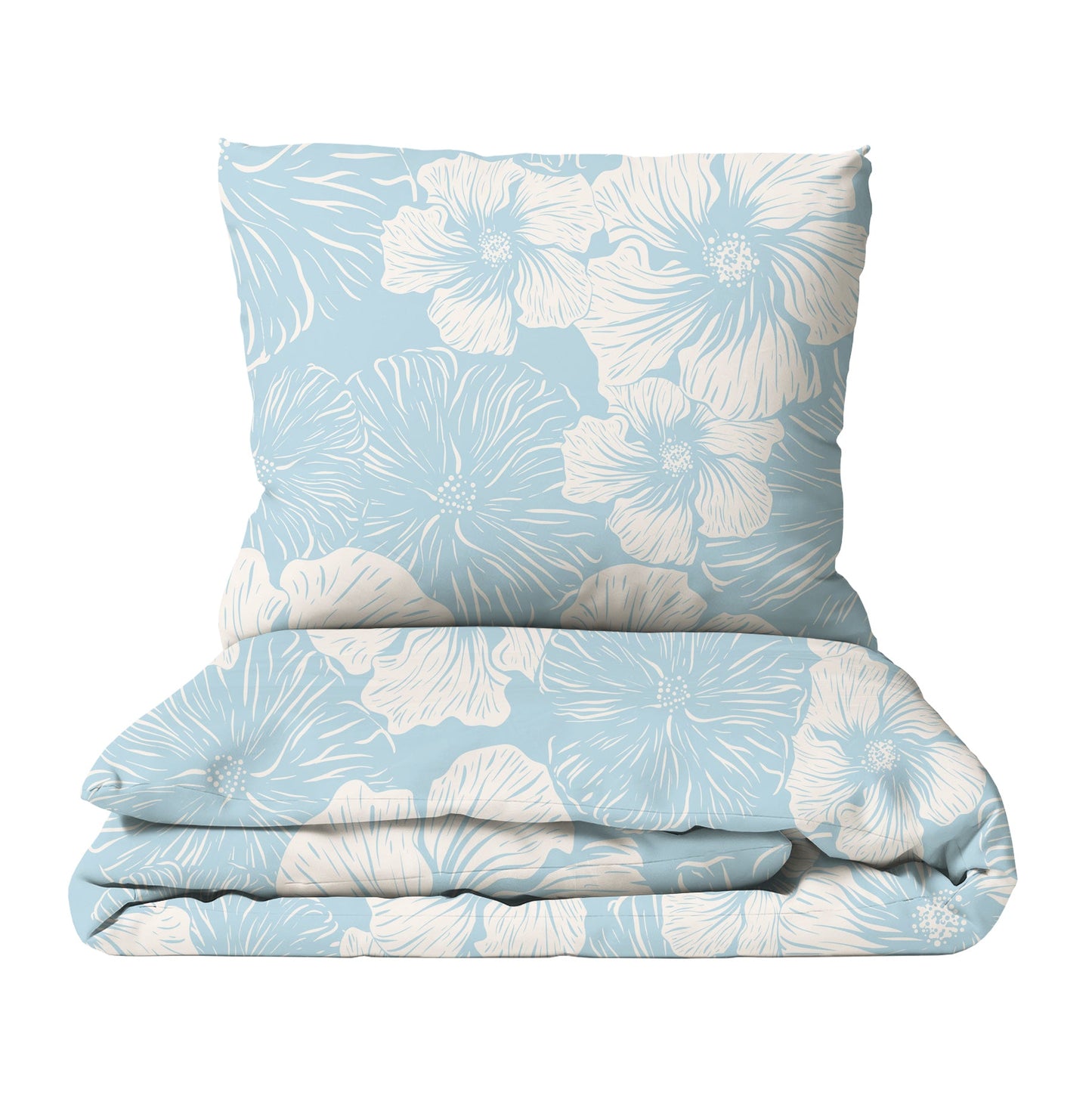 LESLIS Bettwäsche „Blaue Blumen“ – florales Design, Baumwolle & Musselin