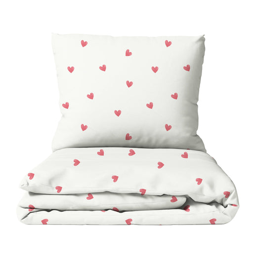 HELDENA Kinderbettwäsche „Love" mit Herzchen-Motiv, Bettbezug und Kissenbezug als Set