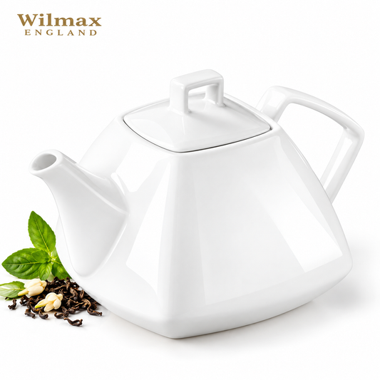 Wilmax Kaffee- und Teekanne mit Ausgusssieb 1050 ml Weiß Porzellan