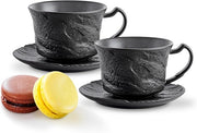 Wilmax Tasse mit Untertasse 250 ml 2er-Set Schwarz Porzellan