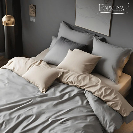 Bettwäsche Set Beige – Wendebettwäsche mit Spannbettlaken & Kissenbezug (Einzelbett & Doppelbett)