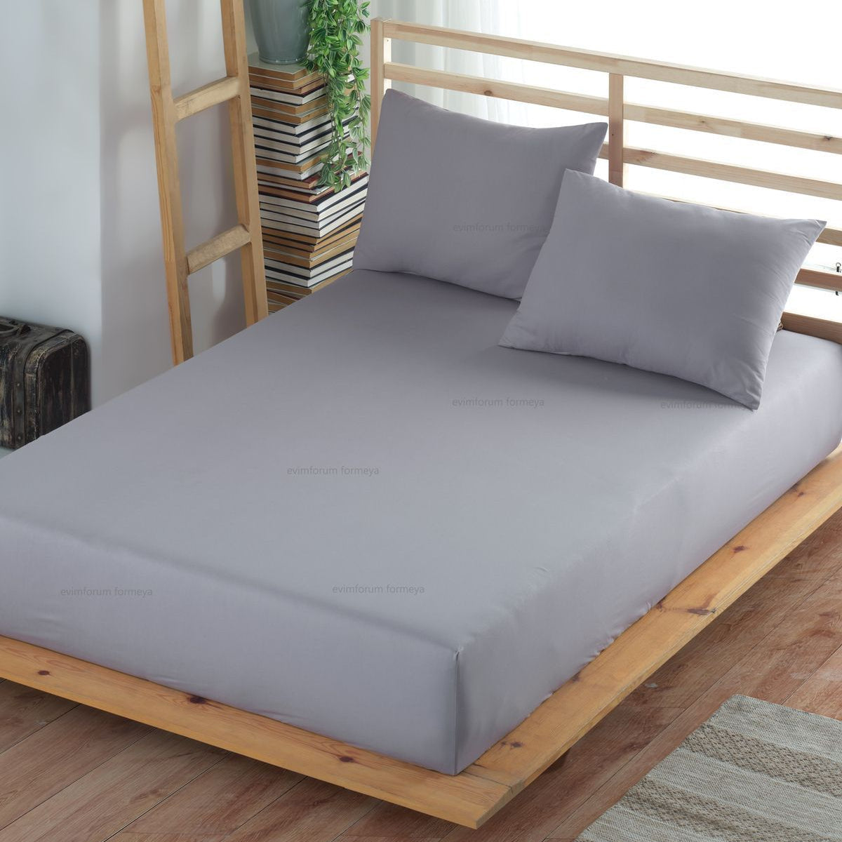 Grau Jersey Spannbettlaken Set 180x200 Kissenbezüge Baumwolle Schlafzimmer