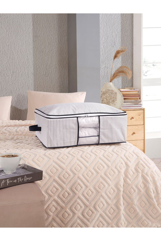 Weißer Unterbett Organizer Vliesstoff faltbar 4er Set
