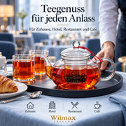 Wilmax Teekanne 1550 ml mit Glasfilter Transparent Thermoglas – Anwendungs- oder Detailansicht; Lieferumfang: 1 Stück