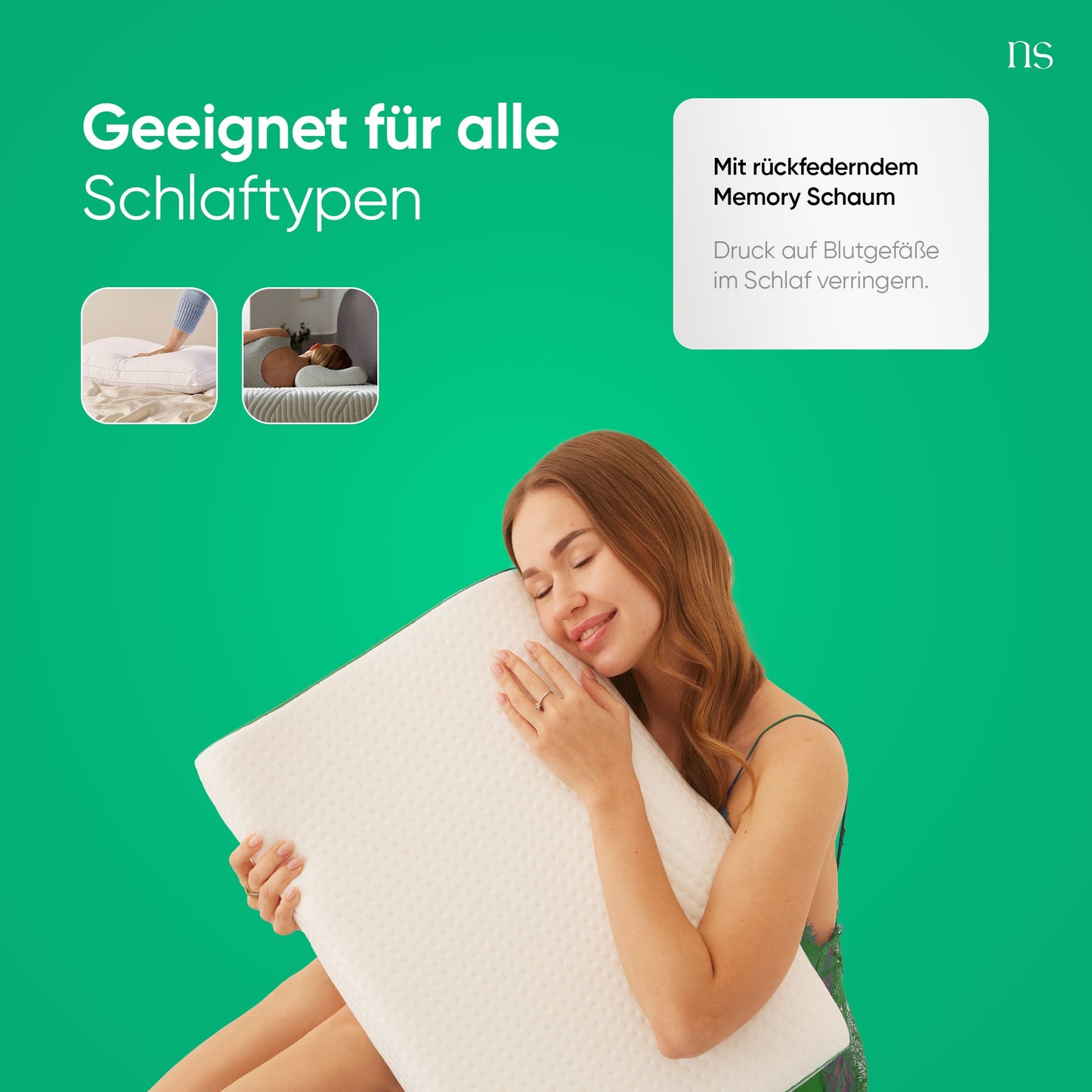 Zwei Höhenzonen des Nackenstützkissens für Rücken- und Seitenschläfer im Vergleich