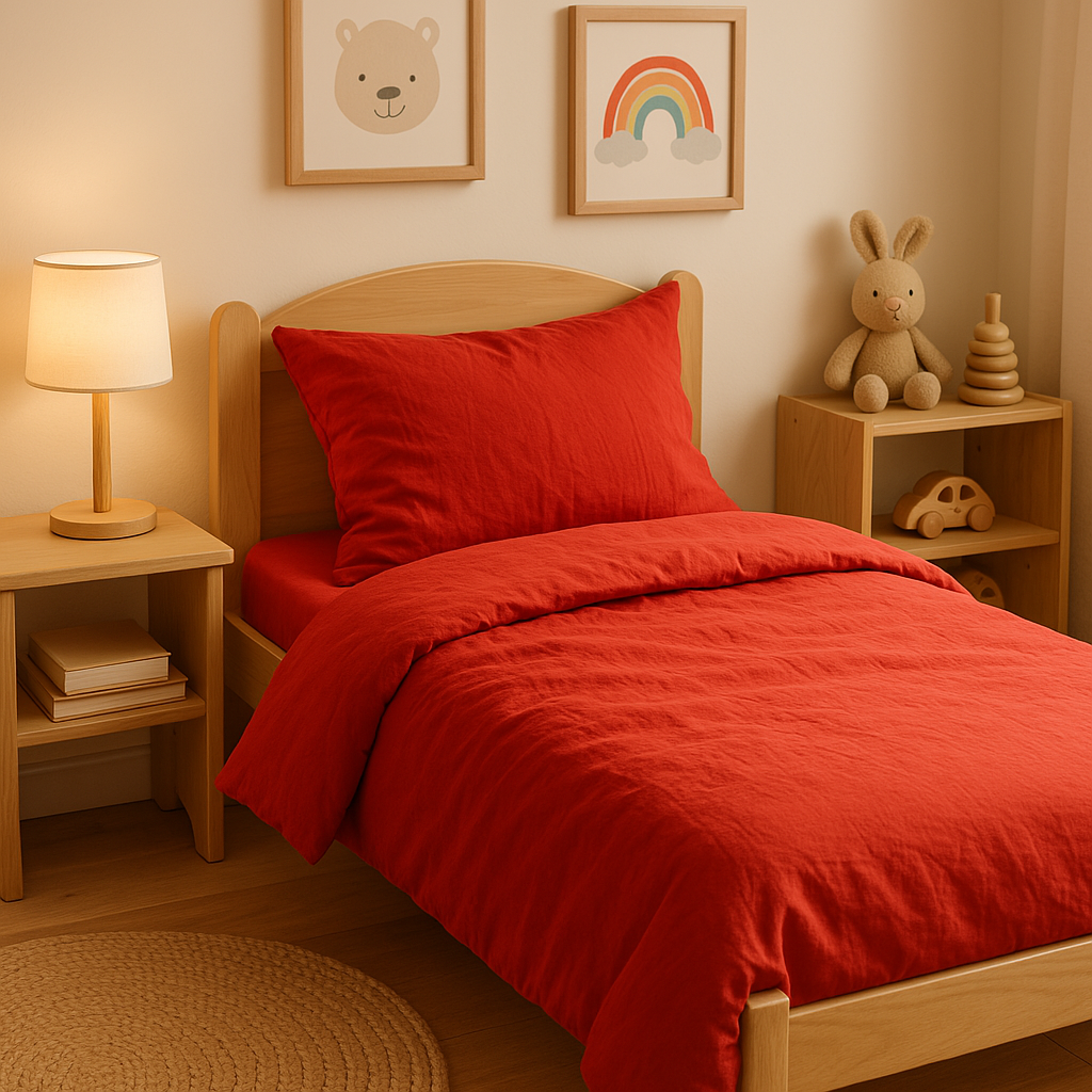 Lyocell Kinderbättwäsche Aurora Red HELDENA OEKO-TEX nachhaltig