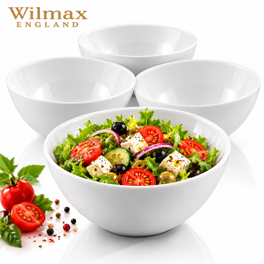 Wilmax Schale 14 cm 600 ml 4er-Set Weiß Porzellan – Produktansicht; Lieferumfang: 4 Stück